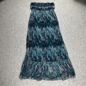 Eyelash Couture Women's Size XL Printed Maxi Dress Strapless Teal Purple NWT